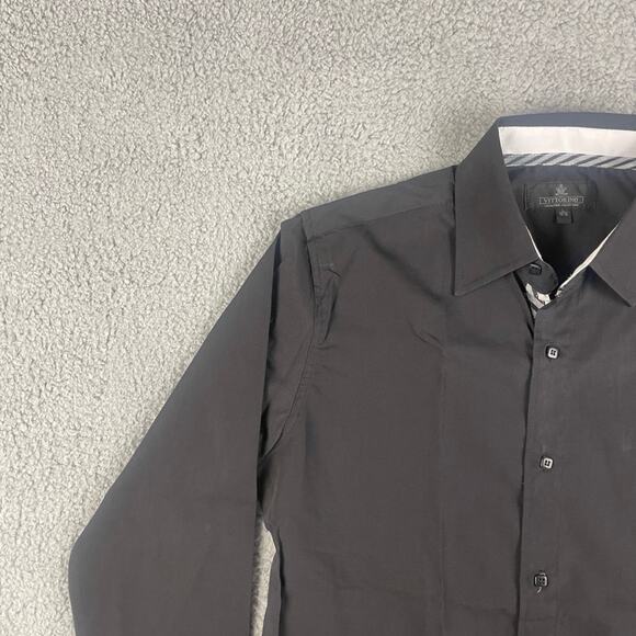Vittorino Men's Large Black Solid Long Sleeve Button Up Shirt - Picture 7 of 16